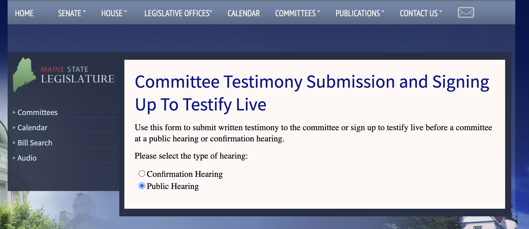 Testimony Time Form How to Submit Testimony for a Public Hearing
